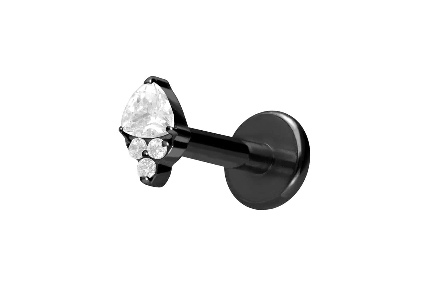 Titan Labret Piercing mit Push Fit EINGEFASSTE KRISTALLE